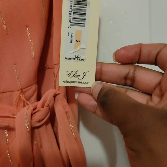 Eliza J Orange Asymmetrical Ruffled Wrap Dress - Picture 5 of 8